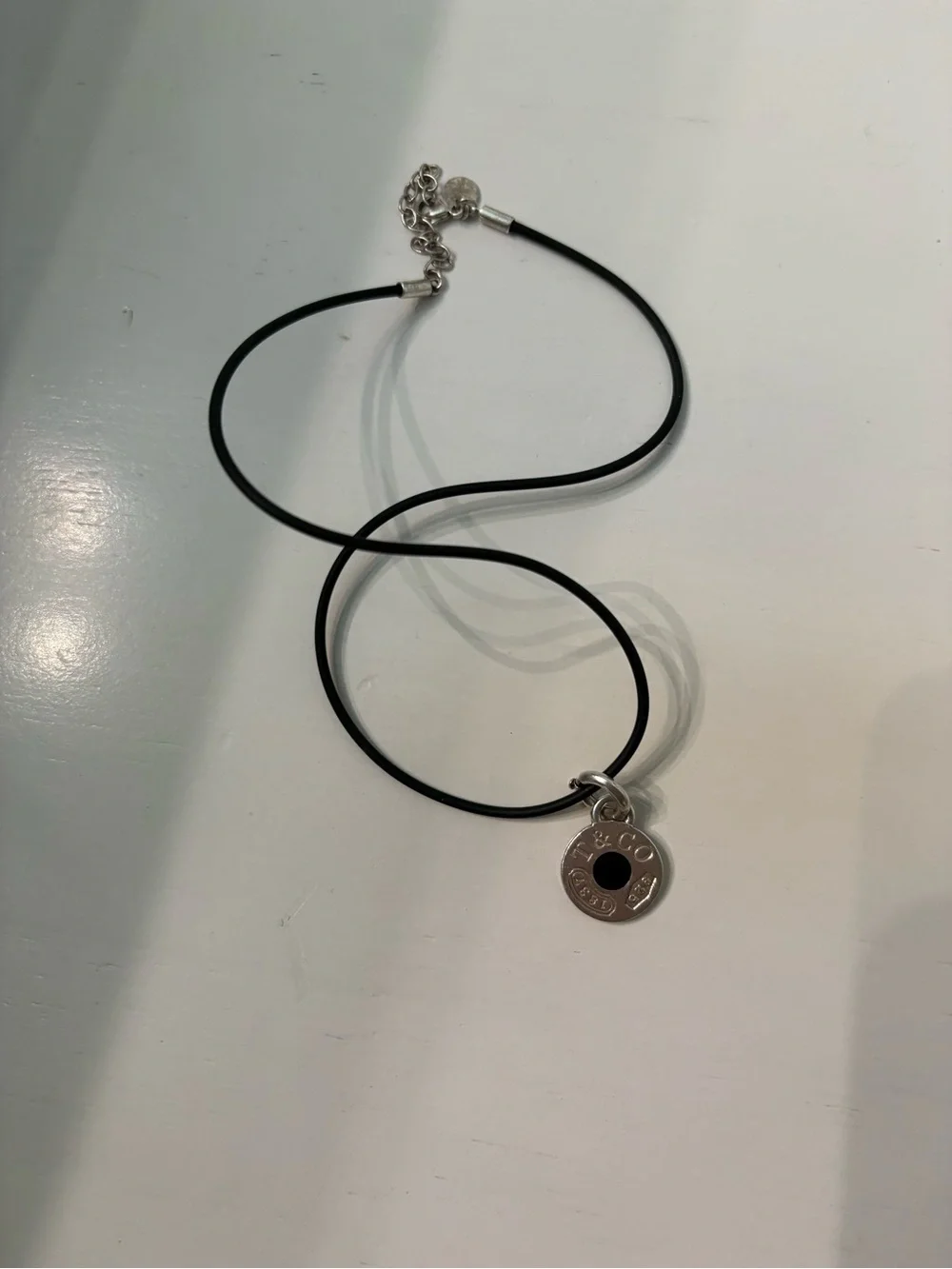 Tiffany and Co Black Cord Pendant Necklace
